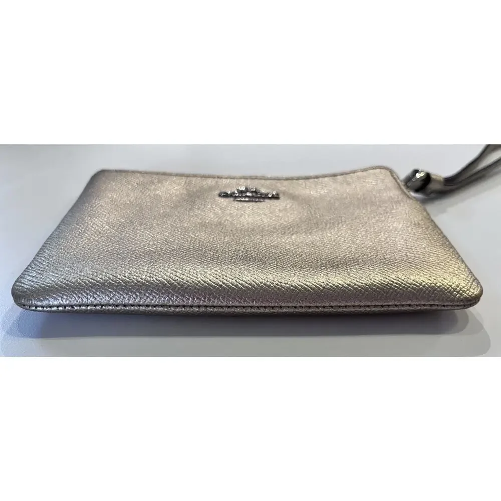 Coach Gold Wristlet Shimmer Glam Small Flat Clutch 6”X4”Party